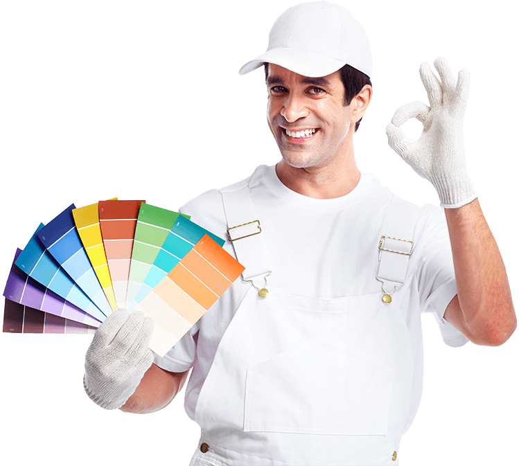 Professional painter holding colour swatches